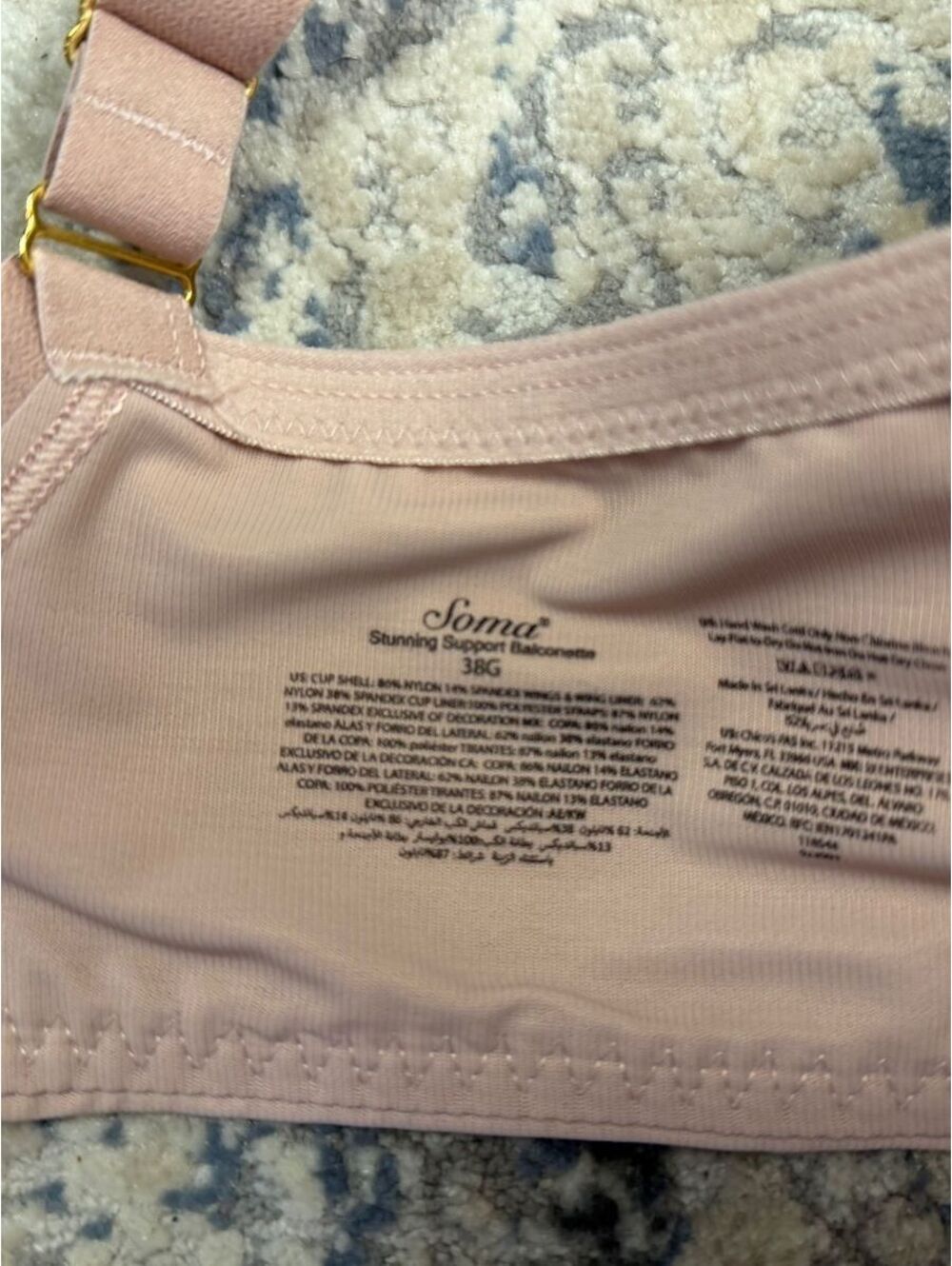 Soma Intimates Stunning Support Full Coverage Underwire Bra-Pink/Beige Sz 38G - Picture 4 of 8